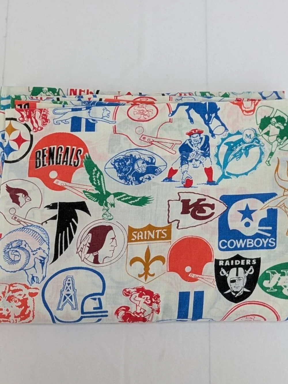 Vintage Fashion Manor NFL Teams Twin Flat Bed Sheet Muslin Penn Prest JCPenny